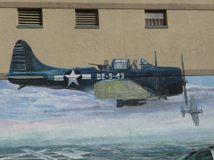 Aviation history = fighter plane, part of a mural in DeLand