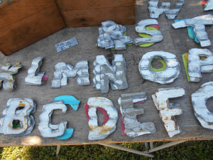 Wauchula - recycled letters made from a tin roof