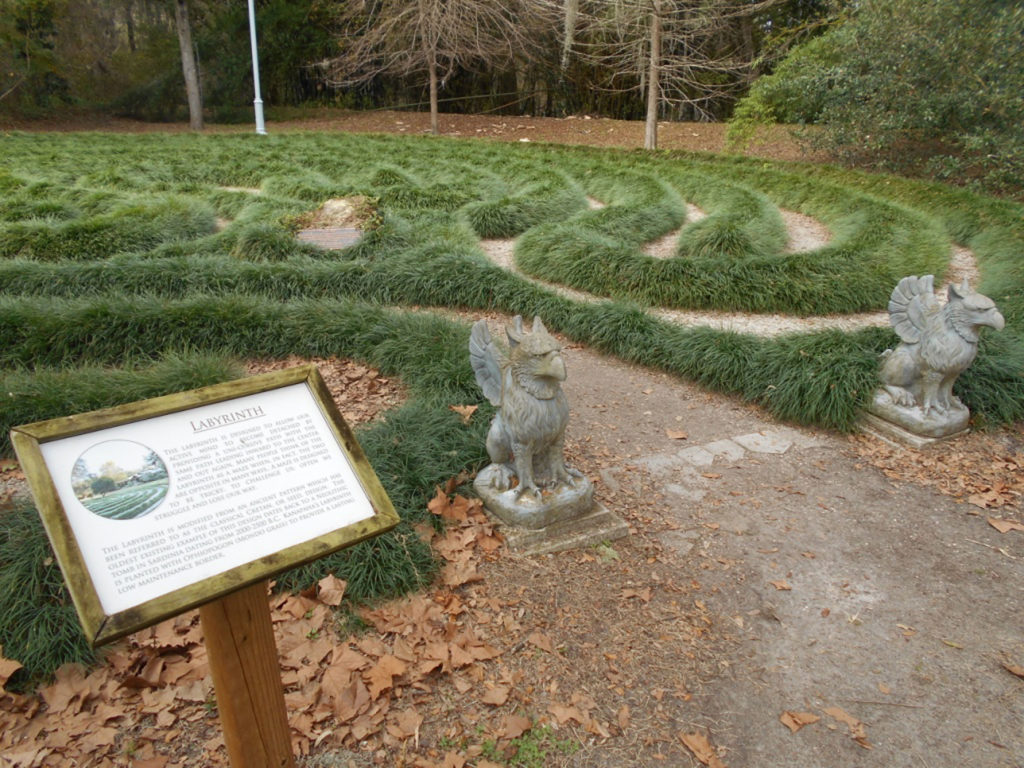 Mondo grass outlines labyrinth at Kanapaha Botanical Gardens, Gainesville, Florida
