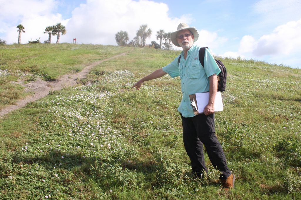 Demonstration gardens like the one behind the Audubon Center in Sarasota give ideas for butterfly gardens. Here Mark Minno shows ground cover favored by moths and butterflies