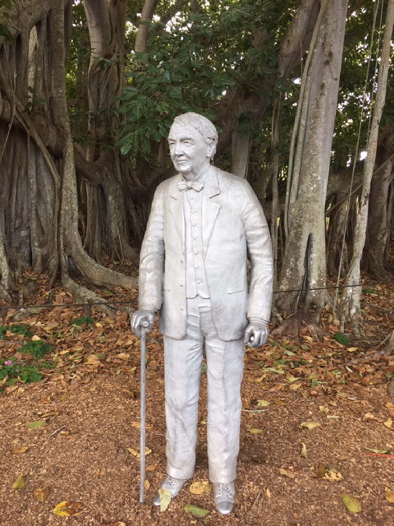 Edison & Ford Winter Estates in Fort Myers has hundreds of ficus trees and a statue of Edison perfect for selfies
