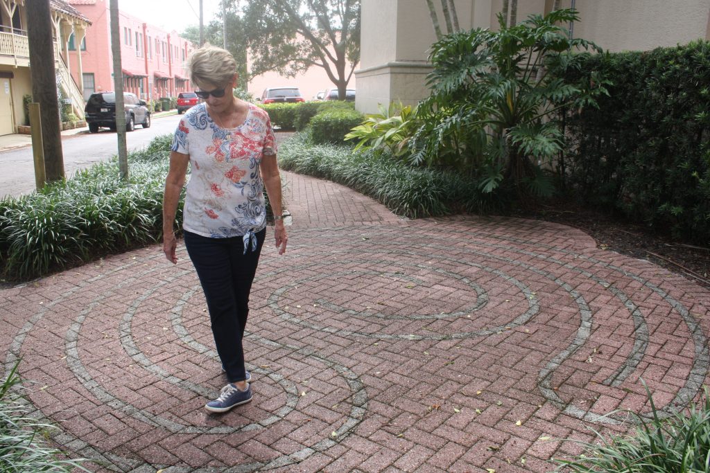 Labyrinth - Barbara Trow walks a five circuit labyrinth in Sarasota Florida
