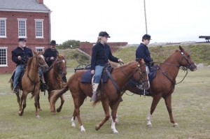 Civil War reenactors Horse drill on the parade ground at Fort Clinch State Park.