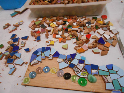 Making mosaics in Barcelona, Spain